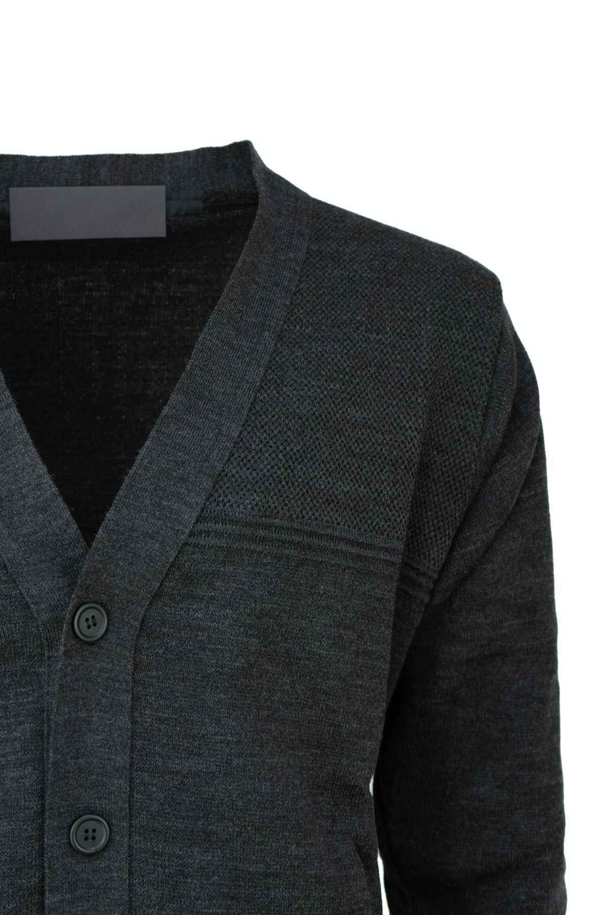 Erkek Kışlık Kalın Pamuklu Örme Triko Hırka Klasik Motifli Düğmeli Çift Cepli Tam Kalıp